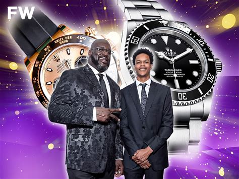 Shaquille O’Neal gifts son Shareef O’Neal a K Rolex watch.